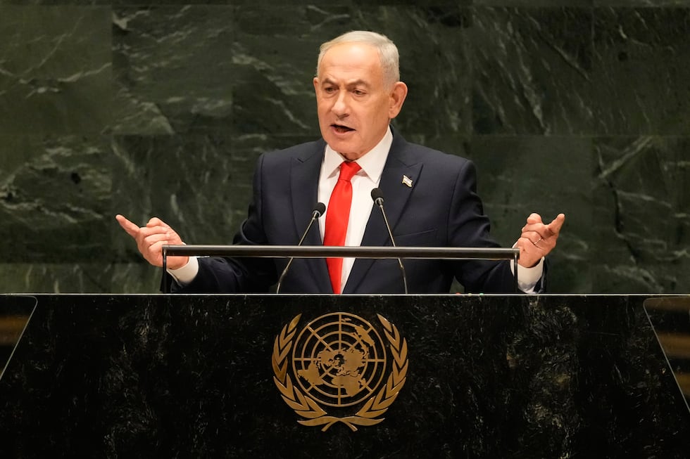 Israeli Prime Minister Benjamin Netanyahu speaks during the 81st session of the United Nations...