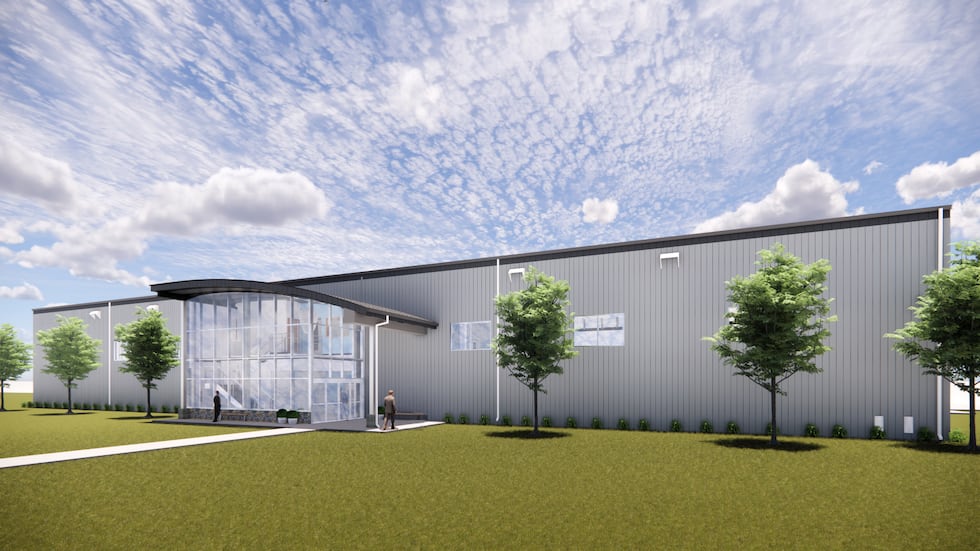 A rendering of a new hangar planned for Hibbing's Range Regional Airport, to help accommodate...