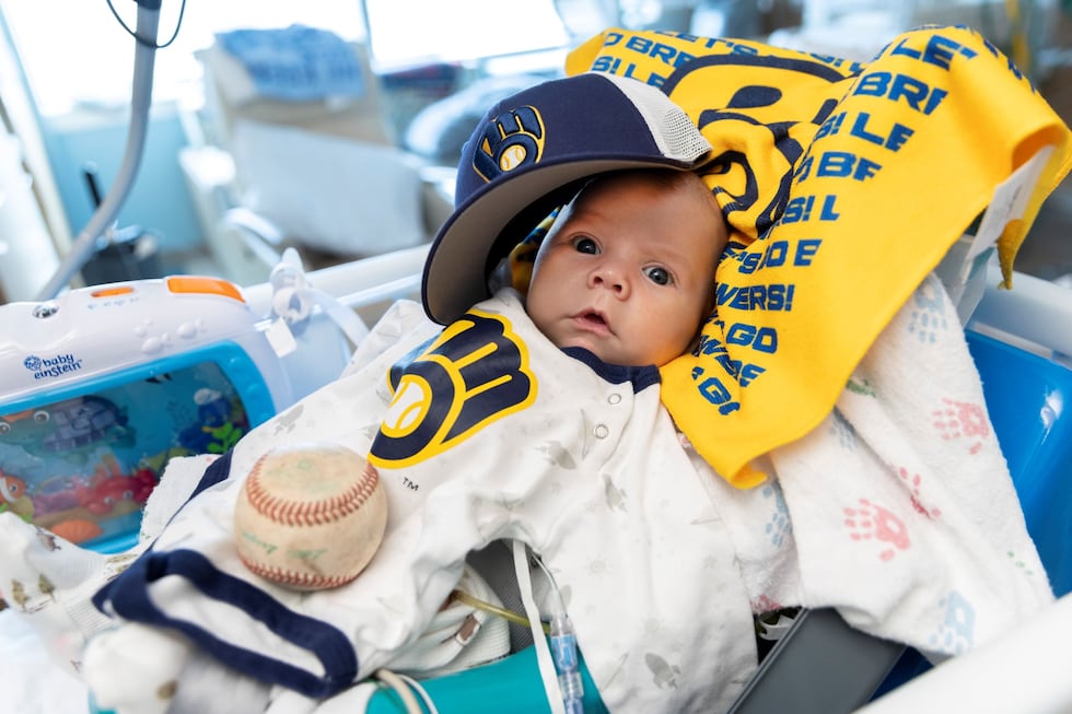 NICU patients in Rockford are supporting the Milwaukee Brewers with tiny team gear