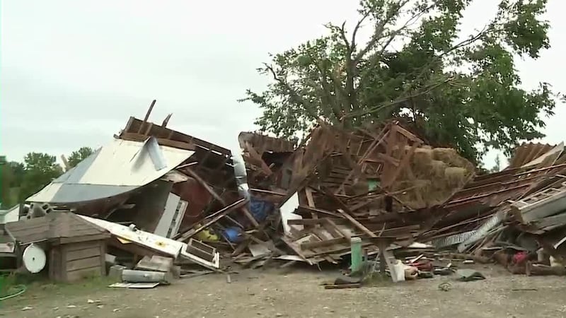 A tornado tore through a Holton-area barnyard Monday night, leaving a longtime resident’s...