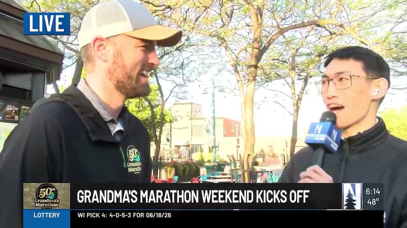 Brendan Pham talks to Zach Schneider, the marketing and PR director for Grandma's Marathon
